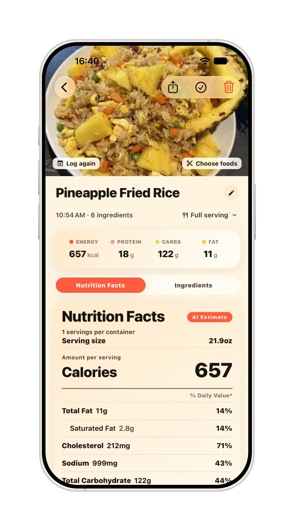 NutriCamp FDA-style Nutrition Facts label